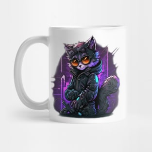 Hacker Cat Cyberpunk Mug